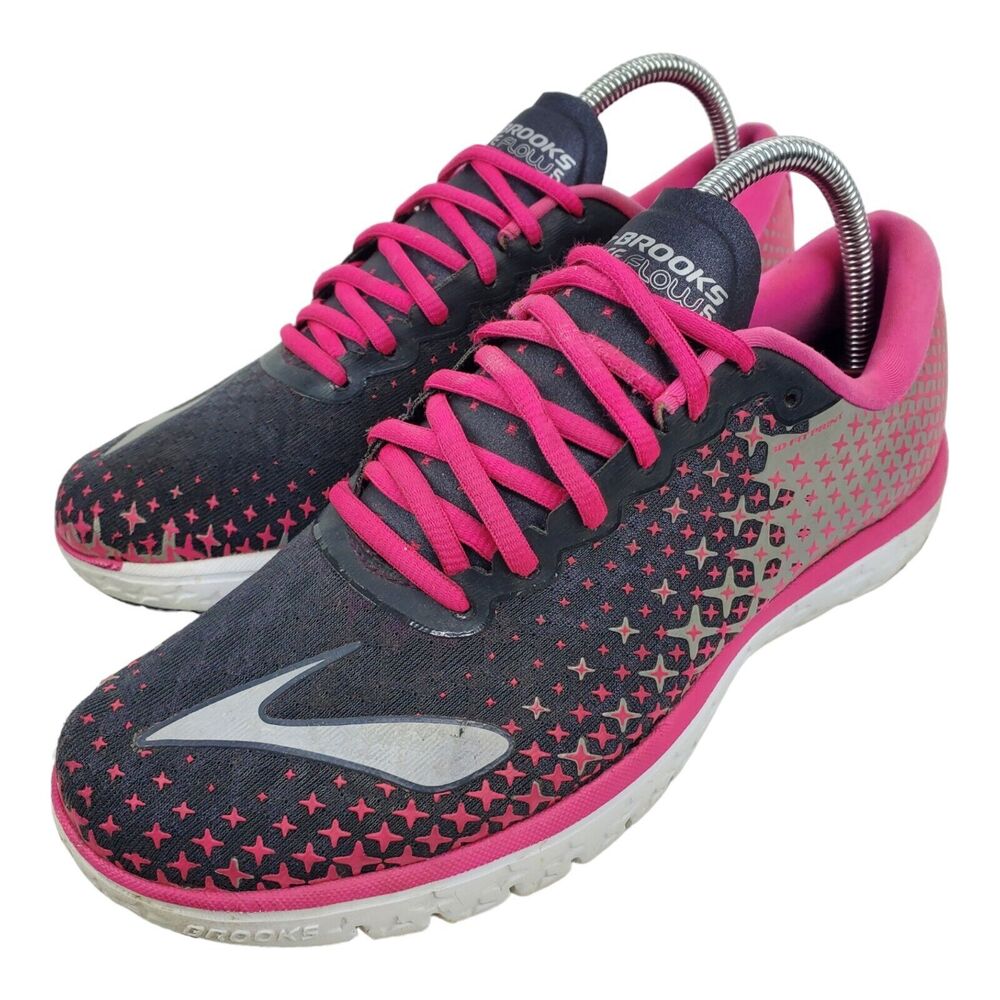 BROOKS Shoes PUREFLOW 5 Womens Size 8.5 Gray Pink Running Sneaker 1202071B688